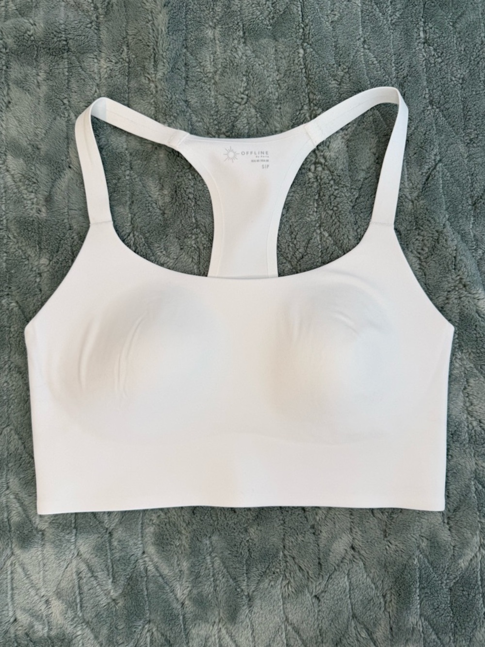 NWOT OFFLINE By Aerie Real Me Hold Up! Racerback Sports Bra- White Size Small